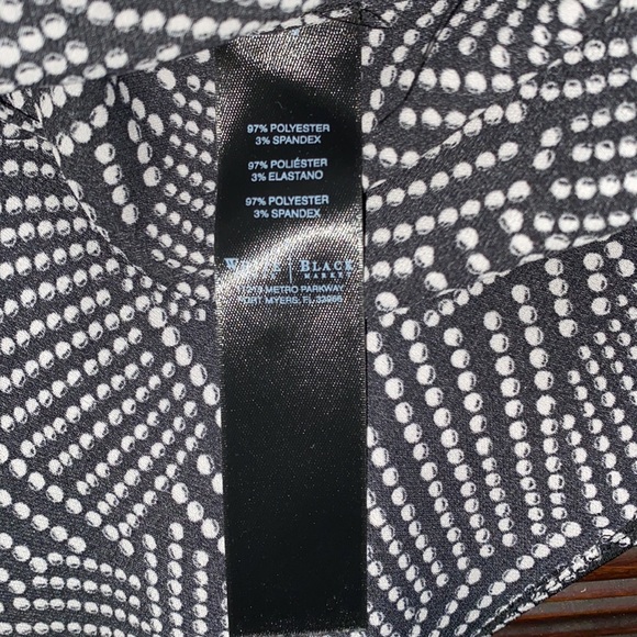 WHBM Black and White Faux Wrap Stretch Blouse Size 14 - Picture 6 of 7